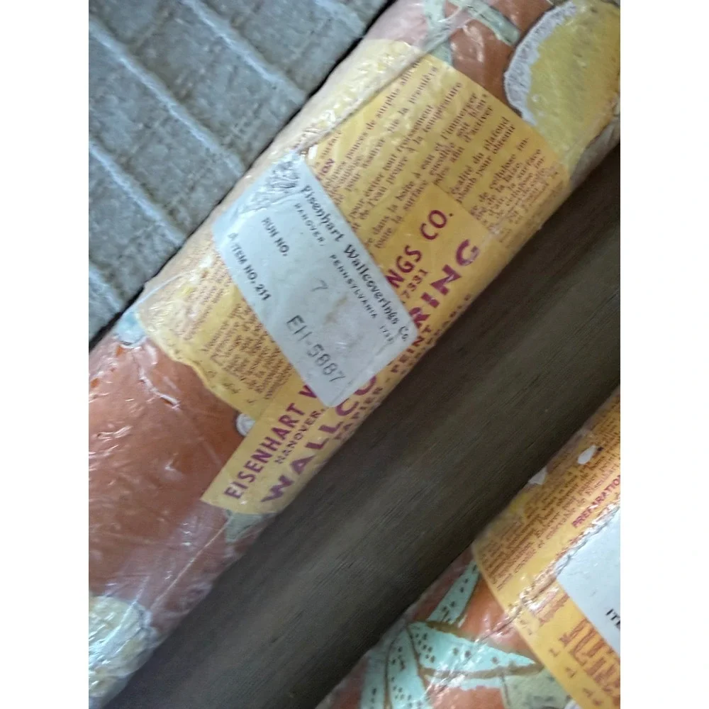 Eisenhart Vintage Floral Bamboo Wallpaper Orange Yellow 3 Double Rolls EH-5887